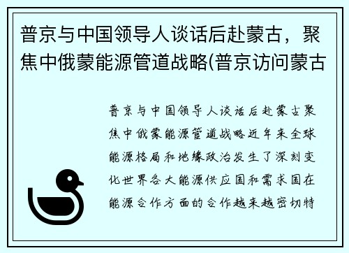 普京与中国领导人谈话后赴蒙古，聚焦中俄蒙能源管道战略(普京访问蒙古国)